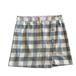 Loft | Gray & Cream Plaid Mini Skirt Women’s Size M | Preppy Fall Winter Skirt